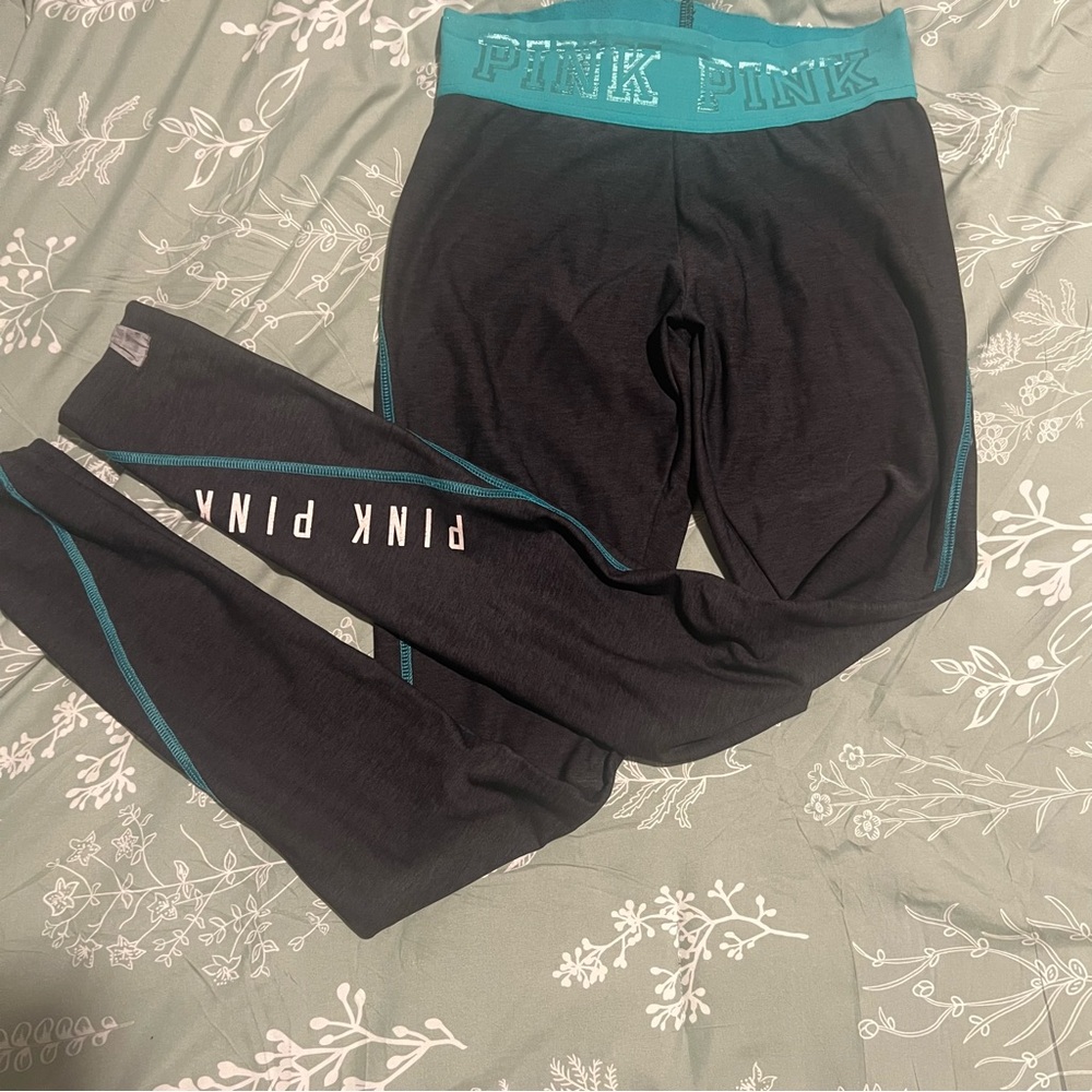 PINK Victoria's Secret Kids Leggings in Black and Teal